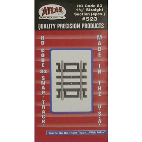 Atlas #523 HO Scale CODE 83 1 1/2" STRAIGHT SECTION - (4 pieces)