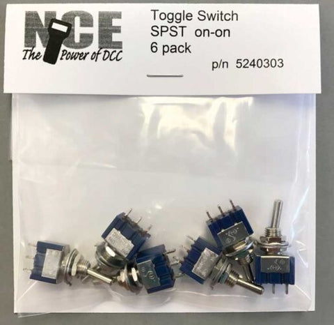 NCE #5240303 - TS6S On/On SPST Toggle Switch 6-Pack - 125V - 5A