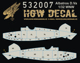 HGW 1/32 wood decals Albatros D.Va / Transparent for Wingnut Wings #532007