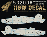 HGW 1/32 wood decals Albatros D.V/D.Va - Base White Wingnut Wings #532008