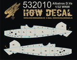 HGW 1/32 wood decals yellow/transparent Albatros D.Va Wingnut Wings 532010