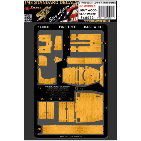 HGW 1/48 decals B-17 Wooden Floors & Ammo Boxes in Light Wood - 548030 for HK