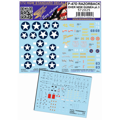 HGW 1/72 scale decals P-47D RAZORBACK NEW GUINEA pt.3 - 572025