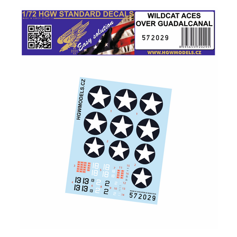 HGW 1/72 scale decals Wildcat Aces Over Guadalcanal  - 572029