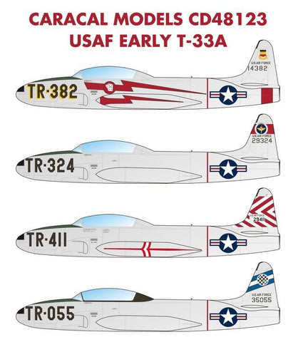 Caracal 1/48 decal CD48123 USAF Early T-33A for Great Wall Hobby