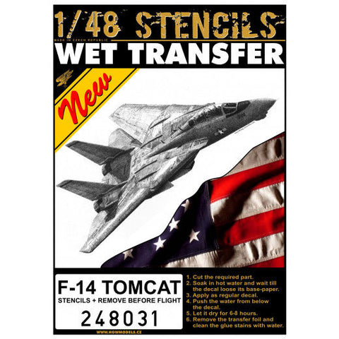 HGW 1/48 stencils and RBFs for Grumman F-14 Tomcat kits - 248031 wet transfer
