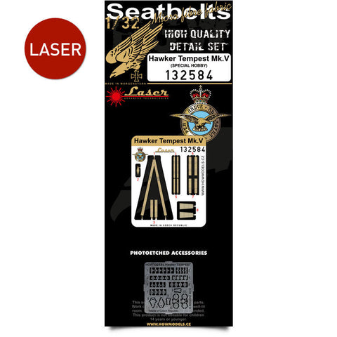 HGW 1/32 #132584 Laser cut seatbelts for Hawker Tempest Mk for Special Hobby kit