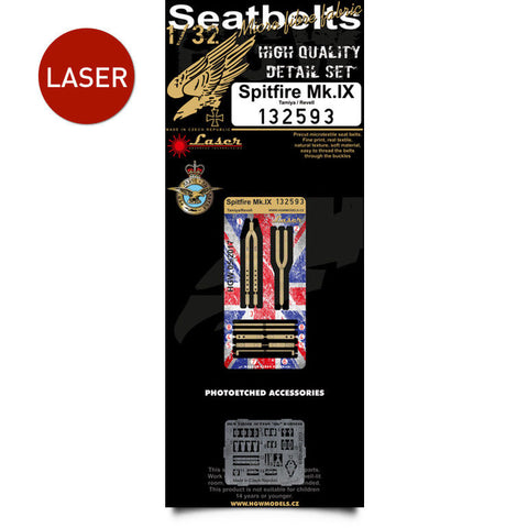 HGW 1/32 Spitfire Mk.IX Seatbelts for Tamiya or Revell kits - 132593 - Laser cut