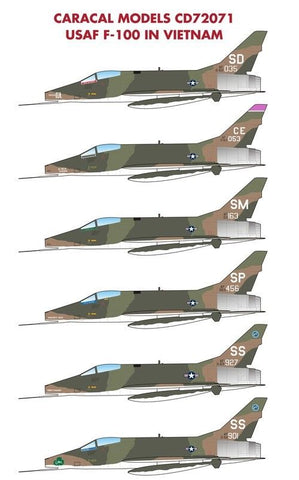 Caracal Models decals 1/72 CD72071 - USAF F-100 in Vietnam