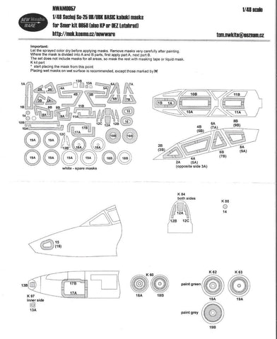 New Ware 1/48 masks Su-25 UB/UBK BASIC kabuki for Smer kit#0858 - NWAM0057