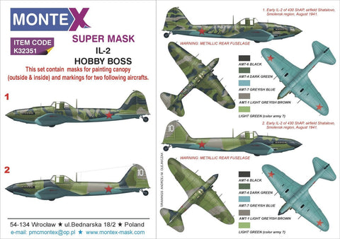 Montex 1/32 masks & markings for Ilyushin IL-2 for Hobby Boss - K32351