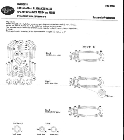 New Ware 1/48 Mask Folland Gnat T.1 ADVANCED for Airfix kits - NWAM0039