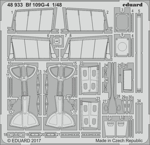 Eduard 1/48 Photoetched Bf 109G-4 for Eduard kit - 48933