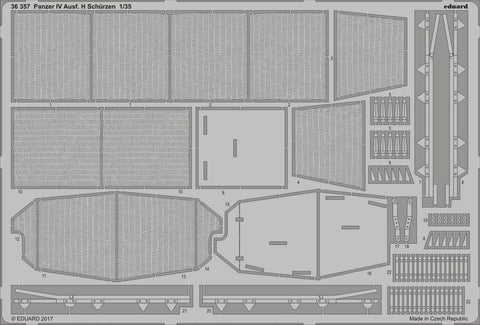 Eduard 1/35 PhotoEtch detail for Panzer IV Ausf. H schürz for Zvezda kit - 36357