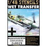 HGW 1/48 scale Stencils wet transfer crosses & stencils for Messerschmitt Bf109
