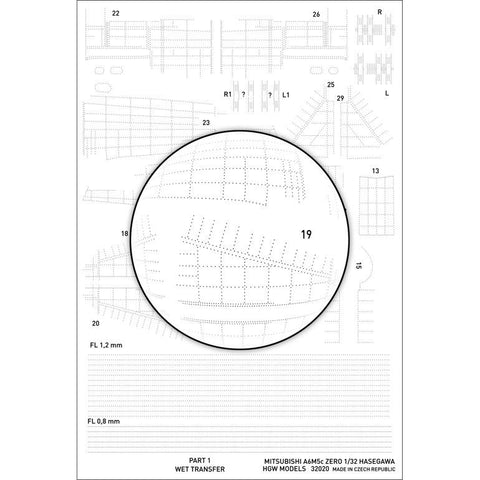 HGW 1/32 #321020 Mitsubishi A6M5c Zero positive riveting set for Hasegawa