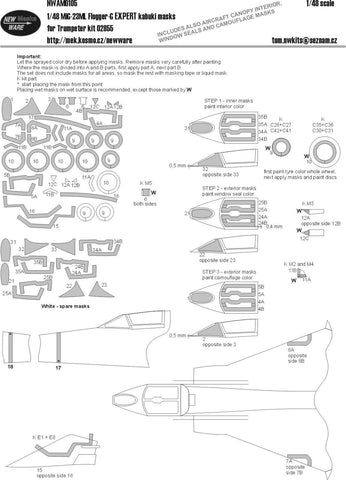 New Ware Mask 1/48 MiG-23ML Flogger-G EXPERT kabuki for Trumpeter kit 02855