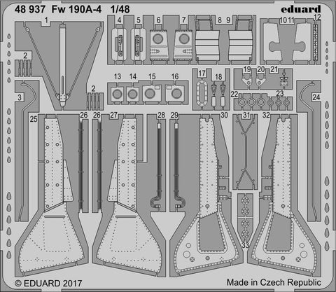 Eduard 1/48 photoetch detail for the Fw 190A-4 by Eduard - 48937