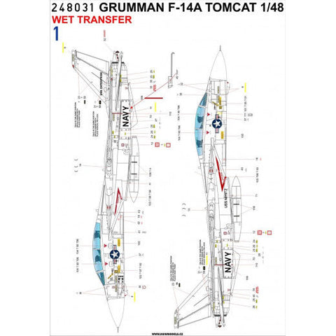 HGW 1/48 stencils and RBFs for Grumman F-14 Tomcat kits - 248031 wet transfer HGW 1/48 stencils and RBFs for Grumman F-14 Tomcat kits - 248031 wet transfer