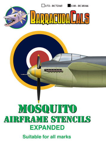 Barracuda Cals 1/48 BC48166 Mosquito Airframe Stencils - Expanded