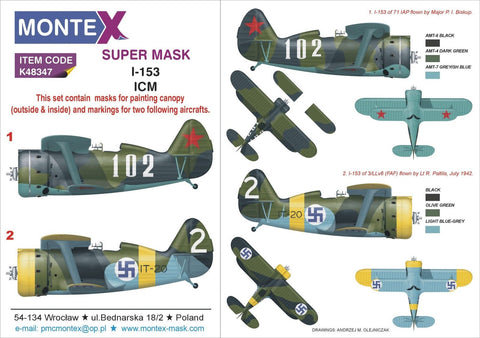 Montex 1/48 masks & markings Polikarpov I-153 for ICM kits - K48347