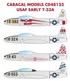 Caracal 1/48 decal CD48123 USAF Early T-33A for Great Wall Hobby