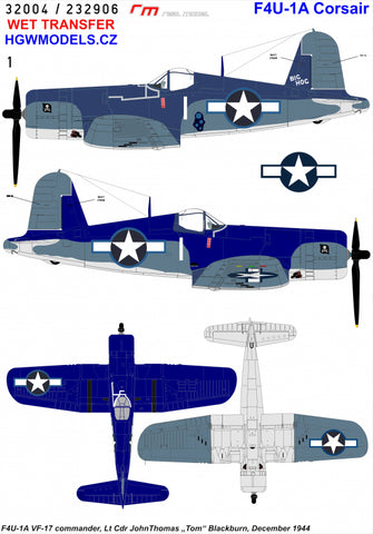 HGW 1/32 wet transfers for F4U-1A Corsair VF-17 Jolly Rogers Part 2 - 232906