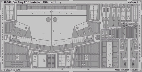 Eduard Photoetch set 1/48 scale - Sea Fury FB.11 exterior for Airfix - 48946