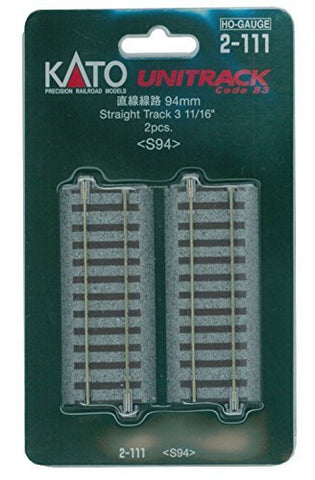 Kato #2-111 HO Gauge Unitrack Ground Level 94mm Straight Track (2 pcs)