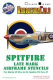 BarracudaCals 1/48 scale decal Spitfire Later Marks Airframe Stencils - BC48375