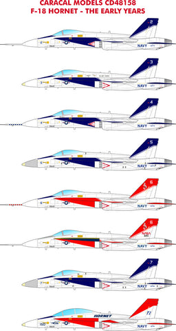 Caracal 1/48 decals for F-18 Hornet aircraft kits The Early Years - CD48158