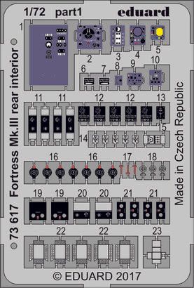 Eduard 1/72 PE Fortress Mk. III rear interior for Airfix - 73617