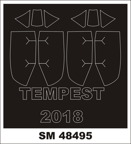 Montex 1/48 canopy paint masks for TEMPEST V kit by EDUARD - SM48495