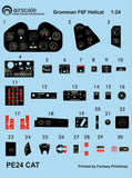 Airscale 1/24 scale F6F Hellcat photoetch inst. panel & decal PE24CAT for Airfix