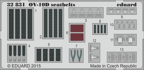 Eduard 1/32 scale Photoetch seatbelts for the OV-10D S. A. by KittyHawk - 32831