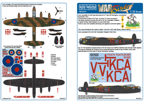 Kits-World decals 1/32 Avro Lancaster MkIII Thumper for HK Models - 132073