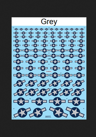 Fundekals 1/72 scale STARS AND BARS Grey decals - FUN72010