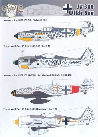 Owl Decals 1/48 German JG-300 WILDE SAU Wild Boar Squadron - 48008