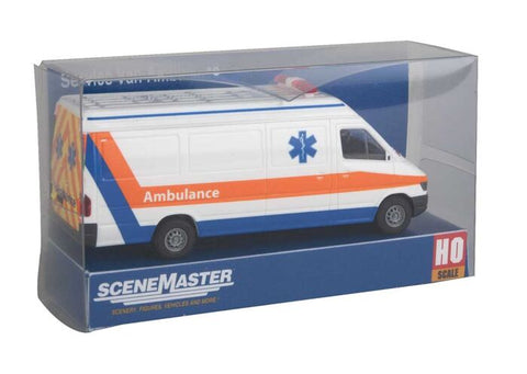 Walthers 949-12201 HO Scale Service Van -  Ambulance (white, orange, blue)