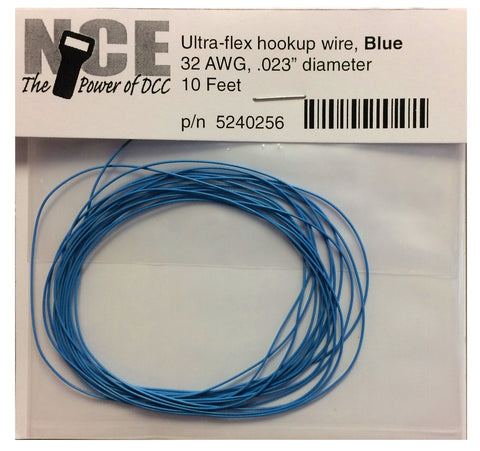 NCE #5240256 - Blue Ultraflex wire, 32AWG, 10 feet