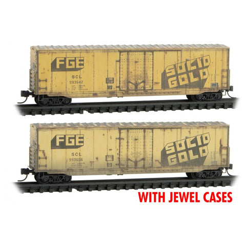 Micro Trains 98305026 N Scale SCL/ex-FGE Solid Gold Weathered Cars - 2-pk