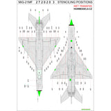 HGW 1/72 Wet Transfers Stencils for MiG-21MF kit by Eduard - 272020