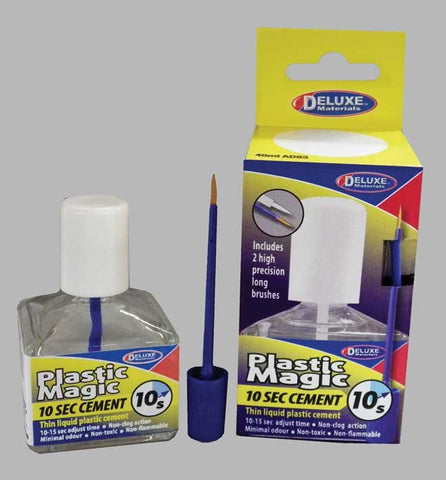 Deluxe Materials - Plastic Magic Thin Plastic w/2 brushes 10-15 Second (40mL) #AD83