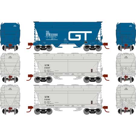 ATHEARN ATH24670 N Scale ACF 2970 Covered Hopper, GT&W (3Pack)