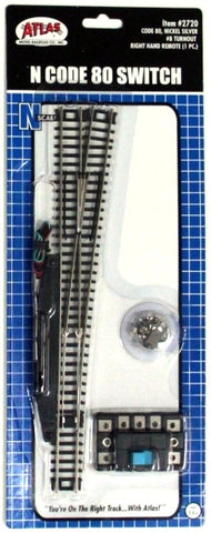 Atlas #2720 N Scale Code 80, Nickle Silver #8 Remote Turnout - Right Hand (1 pc)