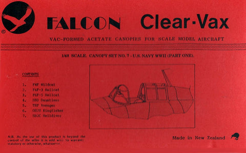 Falcon 1/48 Scale WWII U.S. Navy Part 1 - set #7 Clear-Vax Canopy