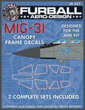 Furball 1/48 MiG-31 Canopy Seals for AMK kit - 48052