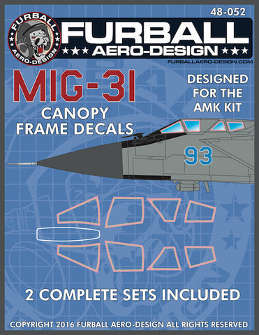 Furball 1/48 MiG-31 Canopy Seals for AMK kit - 48052