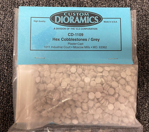 Custom Dioramics 1/35 Scale Hex Cobblestones / Grey Plaster-Cast  - CD1109