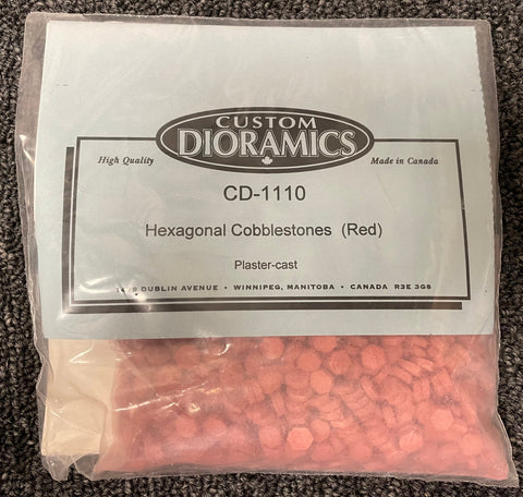 Custom Dioramics 1/35 Scale Hex Cobblestones / RedPlaster-Cast  - CD1110